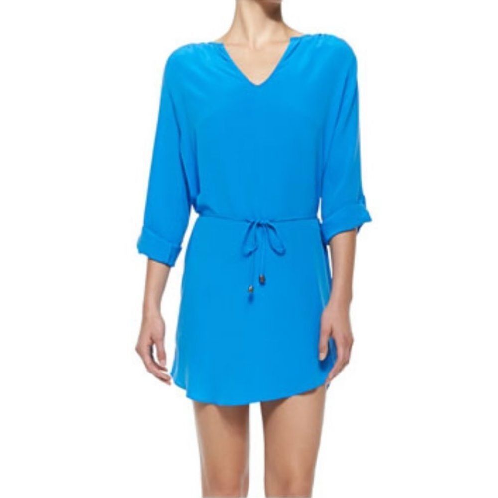 JOIE Motega Tie-Waist Silk Blue Dress X Small NWOT